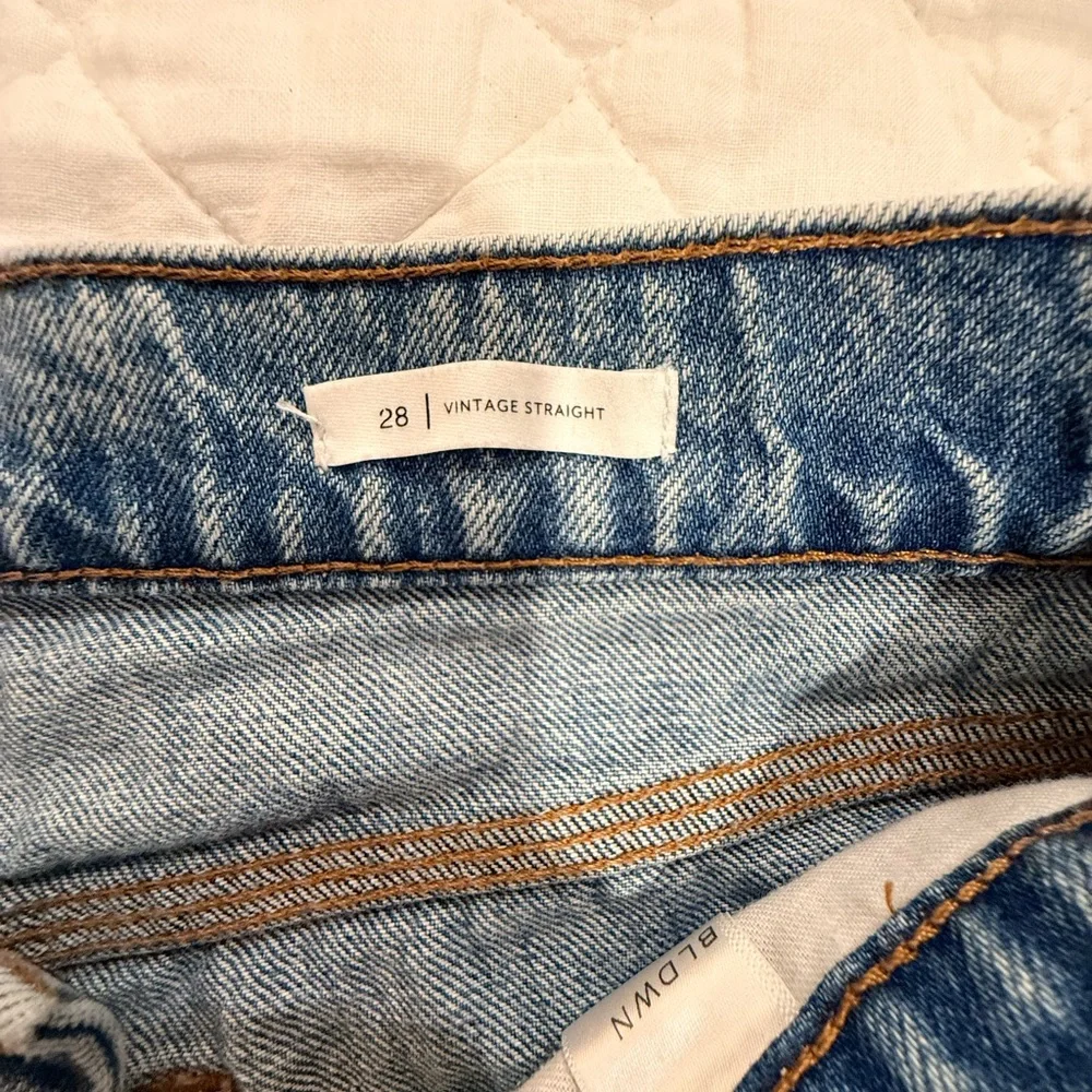 BLDWN Vintage Straight Denim 100% Cotton Women's Button Zip Pockets Vintage Blue - Picture 8 of 17